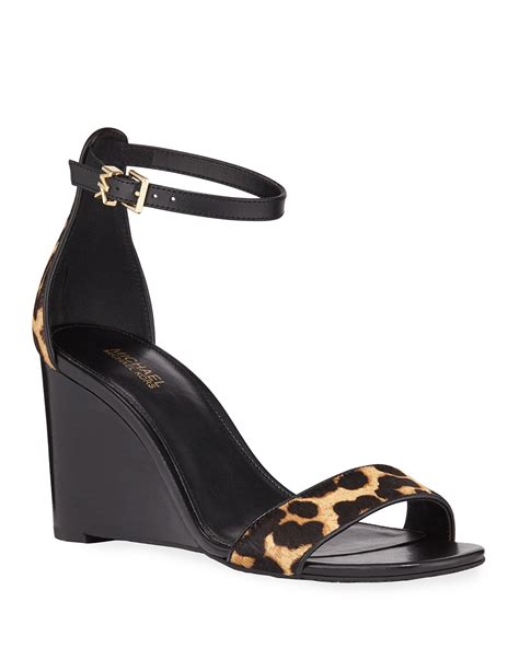 michael michael kors fiona leopard calf hair wedge sandals|Michael Michael Kors Fiona Wedge .